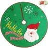 Syncfun 48 In. Green Christmas Tree Skirt With 3D Santa Design