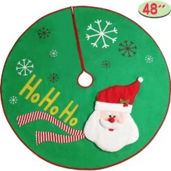 Syncfun 48 In. Green Christmas Tree Skirt With 3D Santa Design -Northlight Shop joyfy christmas tree skirts 30104 76 1000