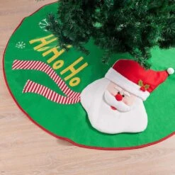 Syncfun 48 In. Green Christmas Tree Skirt With 3D Santa Design -Northlight Shop joyfy christmas tree skirts 30104 c3 1000