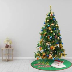 Syncfun 48 In. Green Christmas Tree Skirt With 3D Santa Design -Northlight Shop joyfy christmas tree skirts 30104 fa 1000
