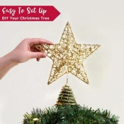9 In Gold Glitter Star Tree Topper Metal Hallow Tree Star Lighted For Christmas Tree Decorations 9 9 In Gold Glitter Star Tree Topper Metal Hallow Tree Star Lighted For Christmas Tree Decorations -Northlight Shop joyfy christmas tree toppers 30356 b 1f 1000