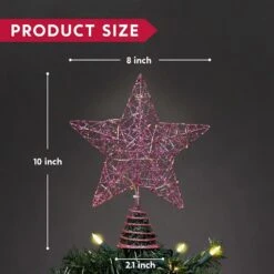 9 In Christmas Tree Toppers, Battery Powered Glitter Pink Star Tree Topper Lighted With 20 LED Warm White Lights -Northlight Shop joyfy christmas tree toppers 31727 b 44 1000