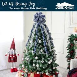 45 Inch Christmas Tree Topper Bow, Green Red White Ribbon Bow With Stripes And Dots, Large Gift Bow For Xmas Tree Topper -Northlight Shop joyfy christmas tree toppers 32152 b 1f 1000