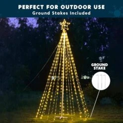 10 Ft. Cone Tree Yard Light Decorations, 560 LED Warm White Lights With Metal Stakes For Christmas 10 10 Ft. Cone Tree Yard Light Decorations, 560 LED Warm White Lights With Metal Stakes For Christmas -Northlight Shop joyfy christmas yard decorations 32215 b 44 1000