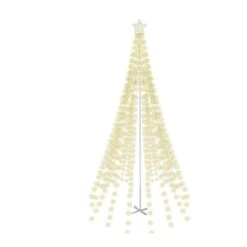 10 Ft. Cone Tree Yard Light Decorations, 560 LED Warm White Lights With Metal Stakes For Christmas
