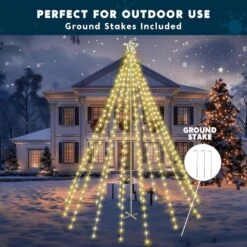10 Ft. Cone Tree Yard Light Decorations, 560 LED Warm White Lights With Metal Stakes For Christmas 11 10 Ft. Cone Tree Yard Light Decorations, 560 LED Warm White Lights With Metal Stakes For Christmas -Northlight Shop joyfy christmas yard decorations 32215 b fa 1000