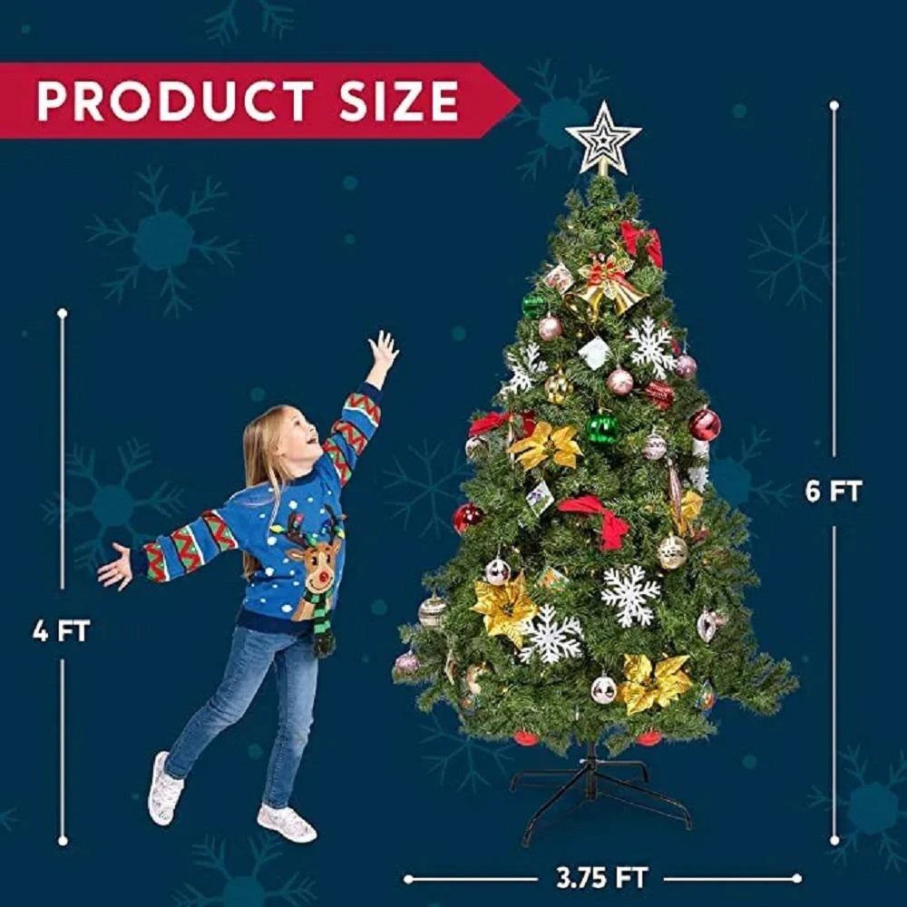 Syncfun 6ft Golden Artificial Christmas Tree With Prelit 200 Warm White Lights And 135 Ornaments 12 Syncfun 6ft Golden Artificial Christmas Tree With Prelit 200 Warm White Lights And 135 Ornaments - Image 12