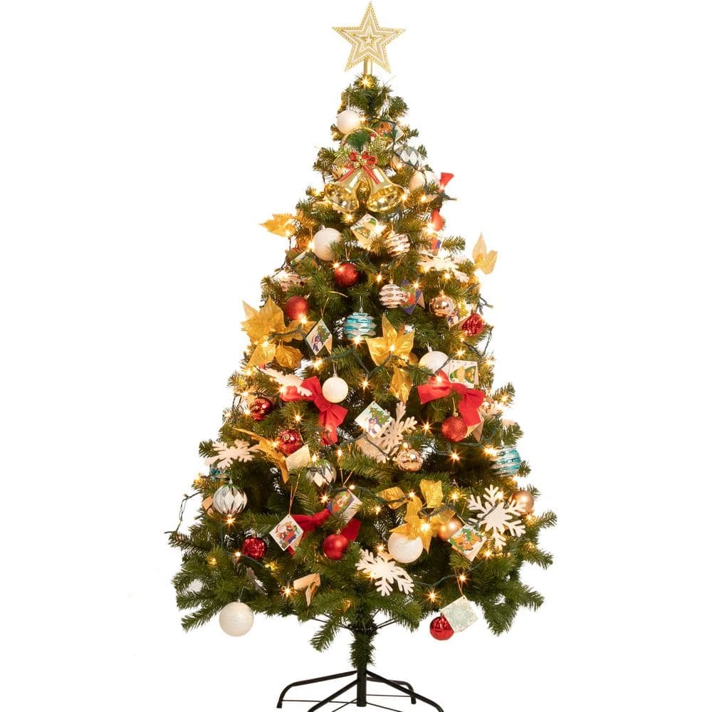 Syncfun 6ft Golden Artificial Christmas Tree With Prelit 200 Warm White Lights And 135 Ornaments 1 Syncfun 6ft Golden Artificial Christmas Tree With Prelit 200 Warm White Lights And 135 Ornaments