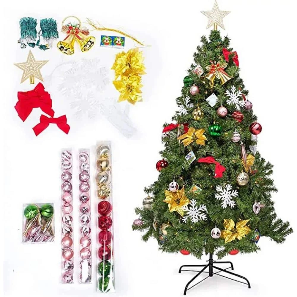 Syncfun 6ft Golden Artificial Christmas Tree With Prelit 200 Warm White Lights And 135 Ornaments 4 Syncfun 6ft Golden Artificial Christmas Tree With Prelit 200 Warm White Lights And 135 Ornaments - Image 4