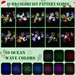 2-in-1 LED Christmas Projector Light With 10-Color Ocean Wave, 10 HD Slides, 3 Bases And Remote Control For Any Occasion -Northlight Shop justincity christmas light projectors 019sa11 328d 4f 1000
