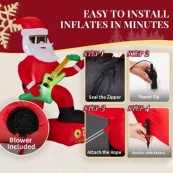 7.5 Ft. X 4.5 Ft. Lighted Black Santa Playing Electric Guitar Christmas Inflatable 10 7.5 Ft. X 4.5 Ft. Lighted Black Santa Playing Electric Guitar Christmas Inflatable -Northlight Shop karl home christmas inflatables k1g61000454 44 1000