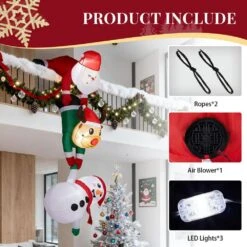 7.5 Ft. X 2.9 Ft. Pre-lit Hanging Santa Reindeer Snowman Christmas Inflatable -Northlight Shop karl home christmas inflatables k1g61000598 76 1000