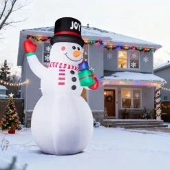 12 Ft. Pre-lit Snowman With Gift Box Christmas Inflatable Decoration -Northlight Shop karl home christmas inflatables k1g61000599 4f 1000