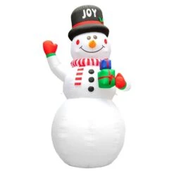 12 Ft. Pre-lit Snowman With Gift Box Christmas Inflatable Decoration