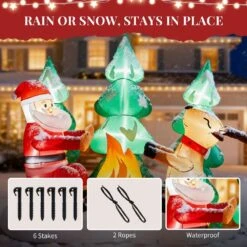 7.8 Ft. X 9 Ft. Pre-lit Santa With Reindeer By Campfire Christmas Inflatable -Northlight Shop karl home christmas inflatables k1g61000601 1f 1000