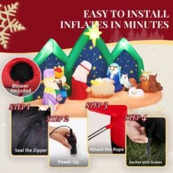 4.9 Ft. X 8.8 Ft. Pre-lit Nativity Scene With Holy Family Christmas Inflatable -Northlight Shop karl home christmas inflatables k1g61000605 1f 1000