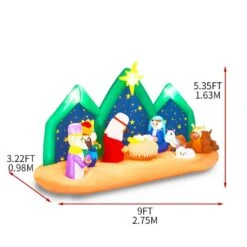 4.9 Ft. X 8.8 Ft. Pre-lit Nativity Scene With Holy Family Christmas Inflatable -Northlight Shop karl home christmas inflatables k1g61000605 44 1000