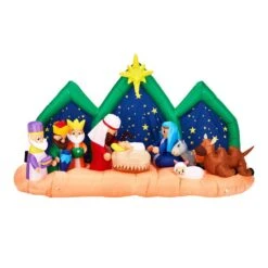 4.9 Ft. X 8.8 Ft. Pre-lit Nativity Scene With Holy Family Christmas Inflatable