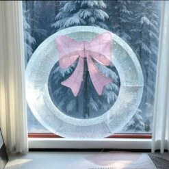 60 In. Silver Pre-Lit Artificial Christmas Wreath With Pink Bow And Multi-Color Lights 12 60 In. Silver Pre-Lit Artificial Christmas Wreath With Pink Bow And Multi-Color Lights -Northlight Shop karl home christmas wreaths k1g61000441 c3 1000