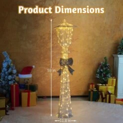 59 In. Outdoor Christmas Decoration Lamp Post With 10 Warm White LED Lights And Bowknot -Northlight Shop karl home christmas yard decorations k1g61000422 1f 1000