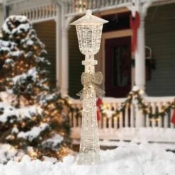 59 In. Outdoor Christmas Decoration Lamp Post With 10 Warm White LED Lights And Bowknot -Northlight Shop karl home christmas yard decorations k1g61000422 4f 1000