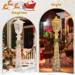 59 In. Outdoor Christmas Decoration Lamp Post With 10 Warm White LED Lights And Bowknot -Northlight Shop karl home christmas yard decorations k1g61000422 76 1000