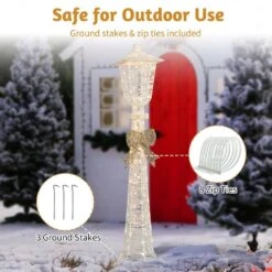 59 In. Outdoor Christmas Decoration Lamp Post With 10 Warm White LED Lights And Bowknot -Northlight Shop karl home christmas yard decorations k1g61000422 fa 1000