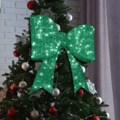 25 In. Green Pre-lit Outdoor Giant Bowknot Christmas Decoration 11 25 In. Green Pre-lit Outdoor Giant Bowknot Christmas Decoration -Northlight Shop karl home christmas yard decorations k1g61000427 4f 1000