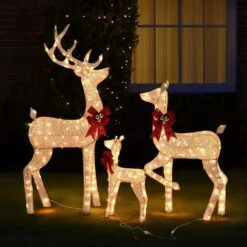60 In. Set Of 3 Weather Proof Sparkling Gold Deer Family Christmas Yard Decor -Northlight Shop karl home christmas yard decorations k1g61000437 4f 1000