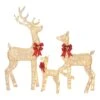 60 In. Set Of 3 Weather Proof Sparkling Gold Deer Family Christmas Yard Decor