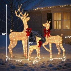 60 In. Set Of 3 Weather Proof Sparkling Gold Deer Family Christmas Yard Decor -Northlight Shop karl home christmas yard decorations k1g61000437 fa 1000