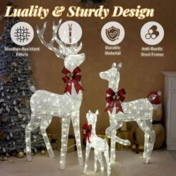 60 In. Set Of 3 Weather Proof Silver Sparkling Reindeer Family Christmas Yard Decor -Northlight Shop karl home christmas yard decorations k1g61000440 76 1000