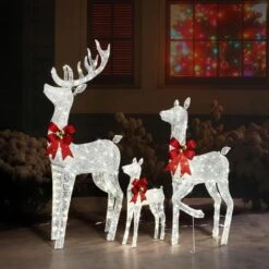 60 In. Set Of 3 Weather Proof Silver Sparkling Reindeer Family Christmas Yard Decor -Northlight Shop karl home christmas yard decorations k1g61000440 c3 1000