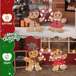 2PCS 24 In. Pre-lit Gingerbread Man 2D Christmas Decoration -Northlight Shop karl home christmas yard decorations k1g61000510 44 1000