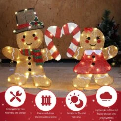 2PCS 24 In. Pre-lit Gingerbread Man 2D Christmas Decoration -Northlight Shop karl home christmas yard decorations k1g61000510 76 1000