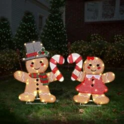 2PCS 24 In. Pre-lit Gingerbread Man 2D Christmas Decoration -Northlight Shop karl home christmas yard decorations k1g61000510 c3 1000