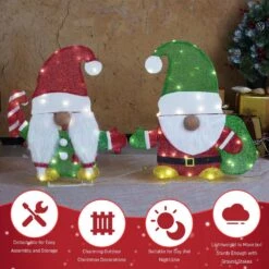 2PCS 24 In. Pre-lit Elf 2D Christmas Decoration -Northlight Shop karl home christmas yard decorations k1g61000512 76 1000