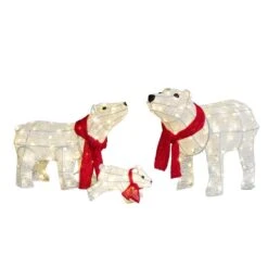 3-Piece 19 In. Lighted Polar Bear Family Christmas Decorations