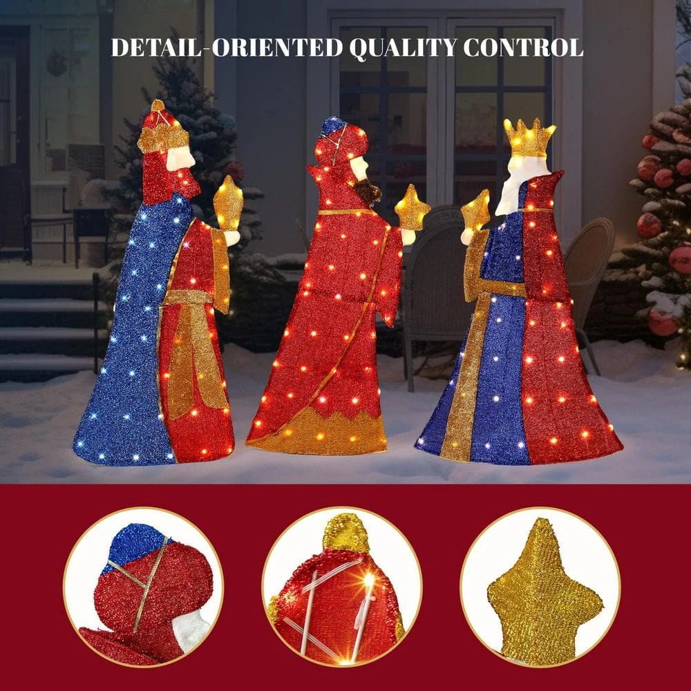 42 In. Set Of 3 Lighted Three Kings Christmas Decorations 5 42 In. Set Of 3 Lighted Three Kings Christmas Decorations - Image 5