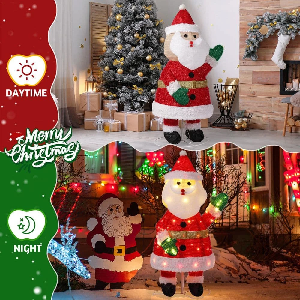 39 In. Collasipble Santa Claus Christmas Decoration With 100 Warm White LEDs 7 39 In. Collasipble Santa Claus Christmas Decoration With 100 Warm White LEDs - Image 7