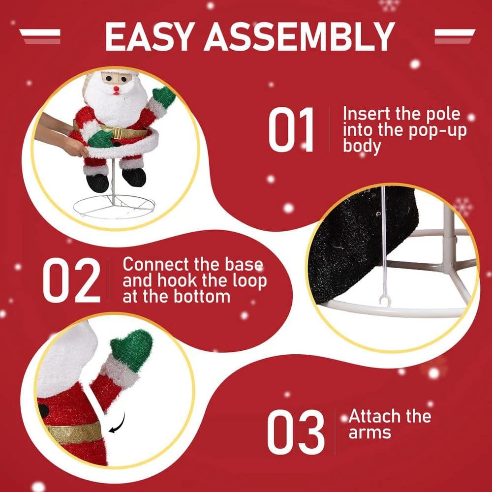 39 In. Collasipble Santa Claus Christmas Decoration With 100 Warm White LEDs 6 39 In. Collasipble Santa Claus Christmas Decoration With 100 Warm White LEDs - Image 6