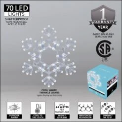 20 In. 70-Light Cool White Folding Twinkle Snowflake Decoration LED -Northlight Shop kringle traditions christmas novelty lights 79760 4f 1000