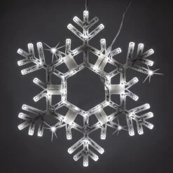 20 In. 70-Light Cool White Folding Twinkle Snowflake Decoration LED