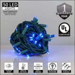 25 Ft. 50-Light Blue 5 Mm LED Balled Mini Light Set 9 25 Ft. 50-Light Blue 5 Mm LED Balled Mini Light Set -Northlight Shop kringle traditions christmas string lights 75977 4f 1000