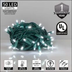 25 Ft. 50-Light Cool White 5 Mm LED Balled Mini Light Set 10 25 Ft. 50-Light Cool White 5 Mm LED Balled Mini Light Set -Northlight Shop kringle traditions christmas string lights 75982 4f 1000