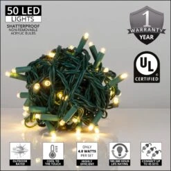 25 Ft. 50-Light Warm White 5 Mm LED Balled Mini Light Set 10 25 Ft. 50-Light Warm White 5 Mm LED Balled Mini Light Set -Northlight Shop kringle traditions christmas string lights 75983 4f 1000