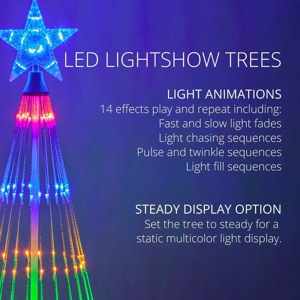 48 In. Christmas Multi-Color LED Animated Lightshow Cone Tree With 154 Lights And Star Topper 4 48 In. Christmas Multi-Color LED Animated Lightshow Cone Tree With 154 Lights And Star Topper - Image 4