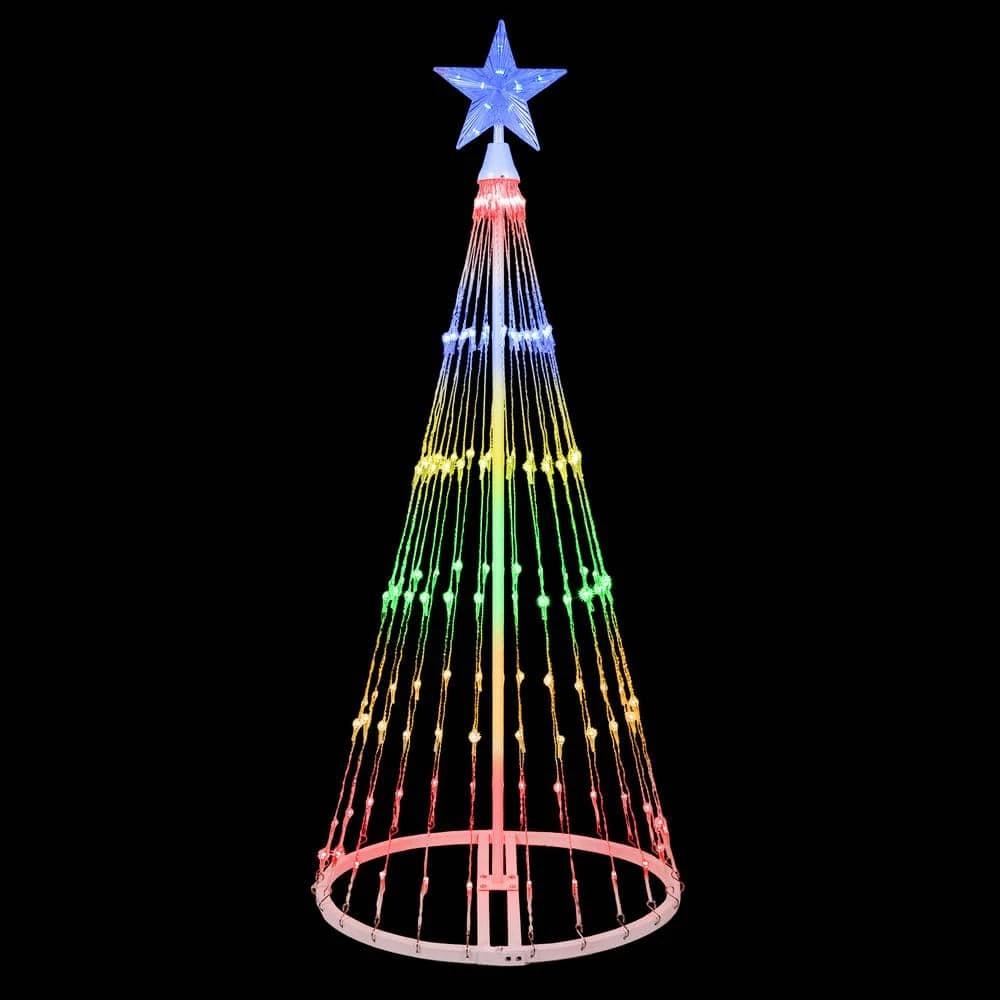 48 In. Christmas Multi-Color LED Animated Lightshow Cone Tree With 154 Lights And Star Topper 1 48 In. Christmas Multi-Color LED Animated Lightshow Cone Tree With 154 Lights And Star Topper