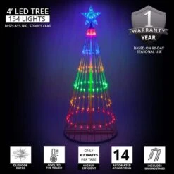 48 In. Christmas Multi-Color LED Animated Lightshow Cone Tree With 154 Lights And Star Topper 6 48 In. Christmas Multi-Color LED Animated Lightshow Cone Tree With 154 Lights And Star Topper -Northlight Shop kringle traditions outdoor christmas trees 74135 c3 1000