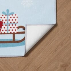 Christmas Sleigh Light Blue 2 Ft. X 3 Ft. Polyester Rectangle Indoor Scatter Rug 7 Christmas Sleigh Light Blue 2 Ft. X 3 Ft. Polyester Rectangle Indoor Scatter Rug -Northlight Shop light blue vcny home christmas doormats si3 srg 2030 in light 66 1000